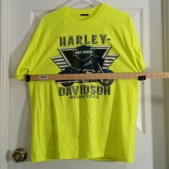 Harley-Davidson Safety Green Short Sleeve Tee Men’s Large - Picture 5 of 6